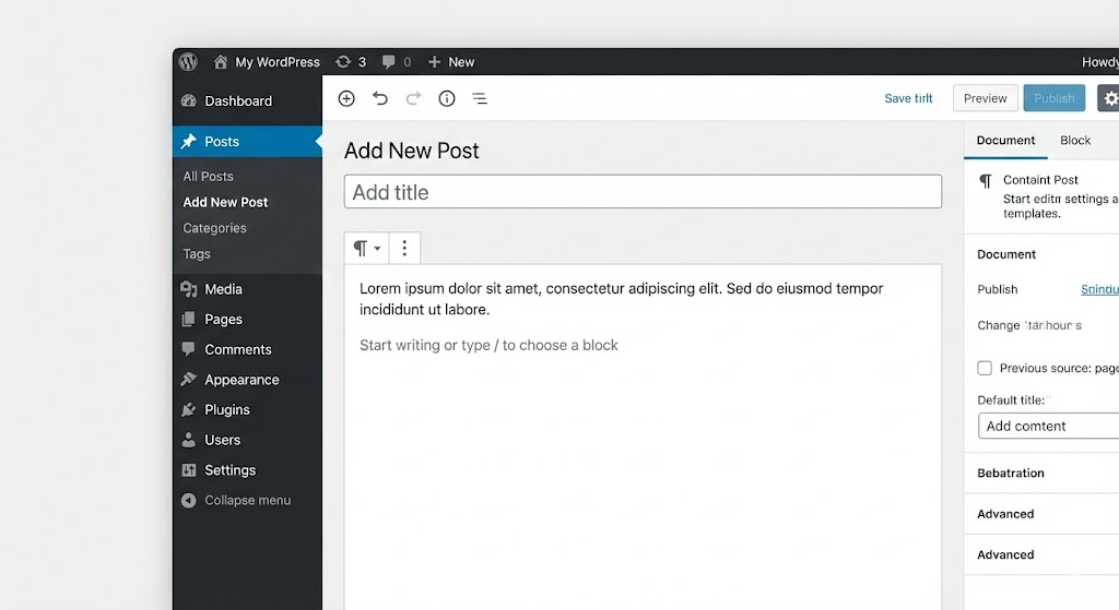 WordPress admin dashboard interface showing user-friendly content management tools